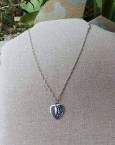 Antique Sterling Heart Pendant with Sterling Chain